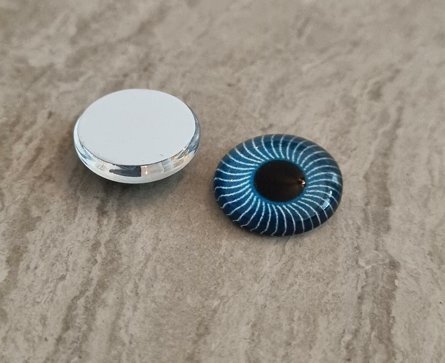2 st drakögon kattögon i glas, glasinfattningar, cabochoner (12 mm)