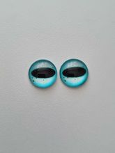 2 st drakögon kattögon i glas, glasinfattningar, cabochoner (12 mm)