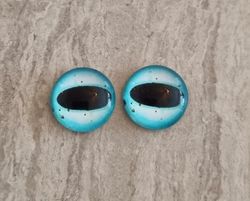 2 st drakögon kattögon i glas, glasinfattningar, cabochoner (12 mm)