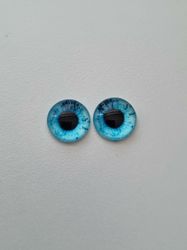 2 st drakögon kattögon i glas, glasinfattningar, cabochoner (12 mm)