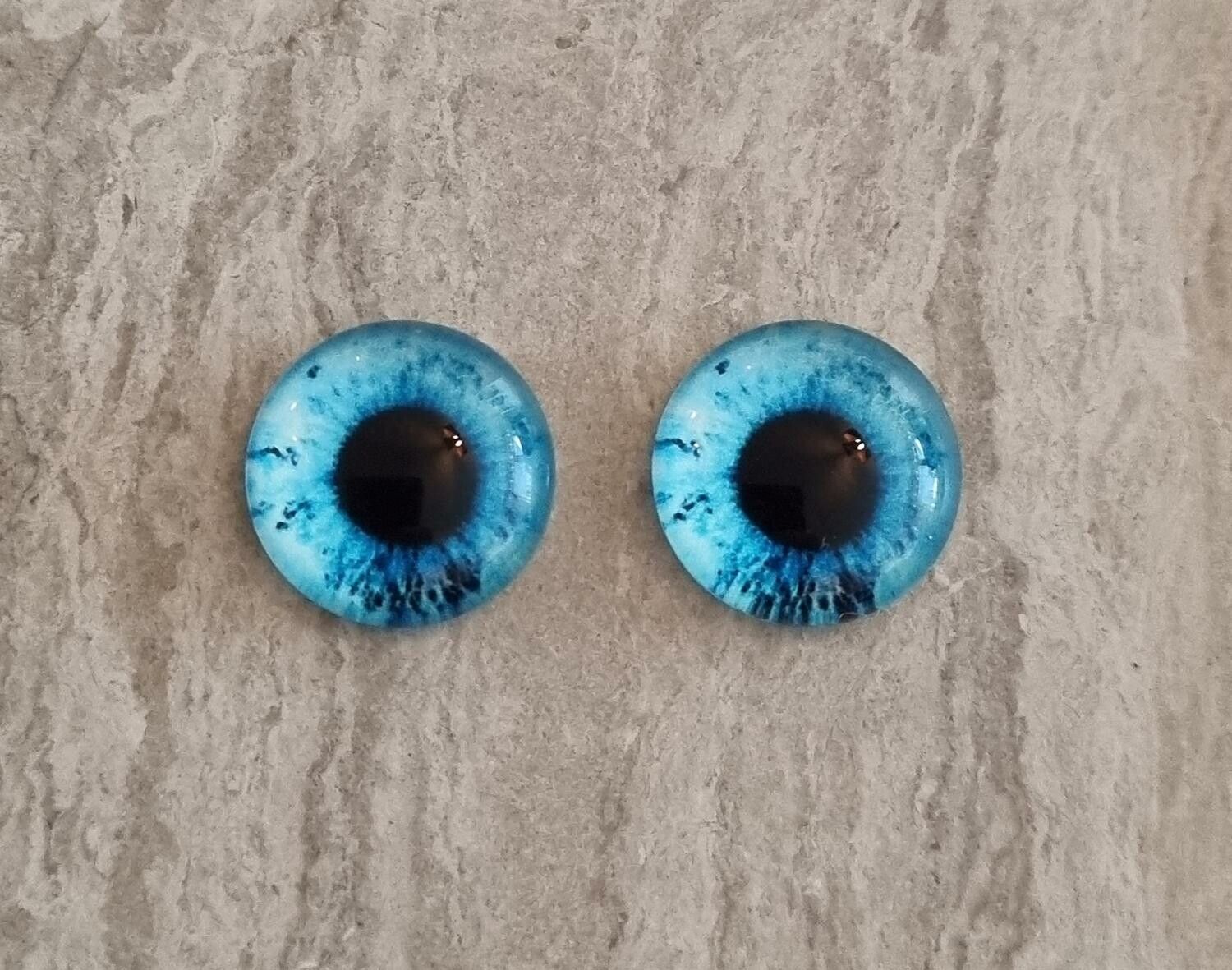 2 st drakögon kattögon i glas, glasinfattningar, cabochoner (12 mm)