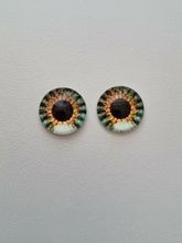 2 st drakögon kattögon i glas, glasinfattningar, cabochoner (12 mm)