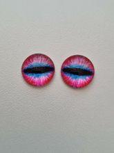 2 st drakögon kattögon i glas, glasinfattningar, cabochoner (12 mm)