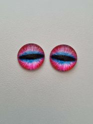 2 st drakögon kattögon i glas, glasinfattningar, cabochoner (12 mm)