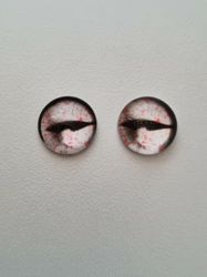 2 st drakögon kattögon i glas, glasinfattningar, cabochoner (12 mm)