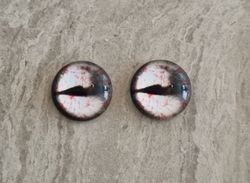 2 st drakögon kattögon i glas, glasinfattningar, cabochoner (12 mm)