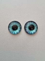 2 st drakögon kattögon i glas, glasinfattningar, cabochoner (12 mm)