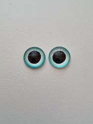 2 st drakögon kattögon i glas, glasinfattningar, cabochoner (12 mm)