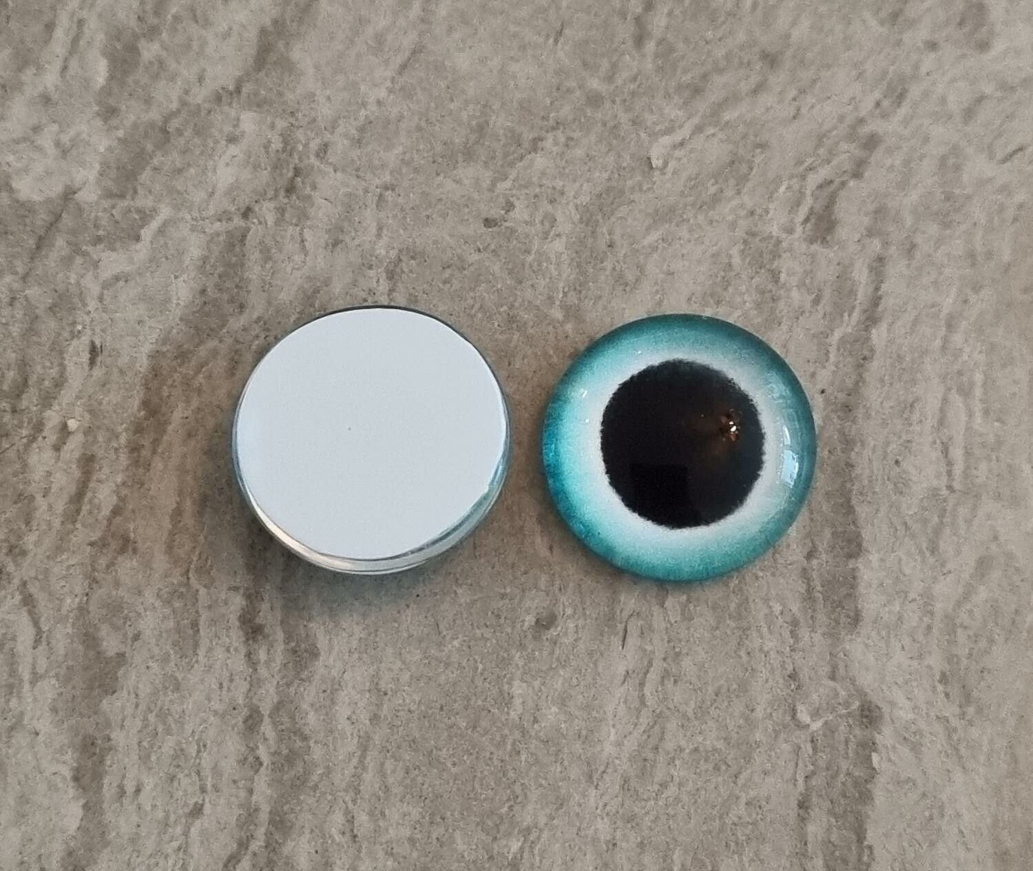 2 st drakögon kattögon i glas, glasinfattningar, cabochoner (12 mm)