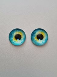 2 st drakögon kattögon i glas, glasinfattningar, cabochoner (12 mm)