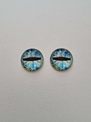 2 st drakögon kattögon i glas, glasinfattningar, cabochoner (12 mm)