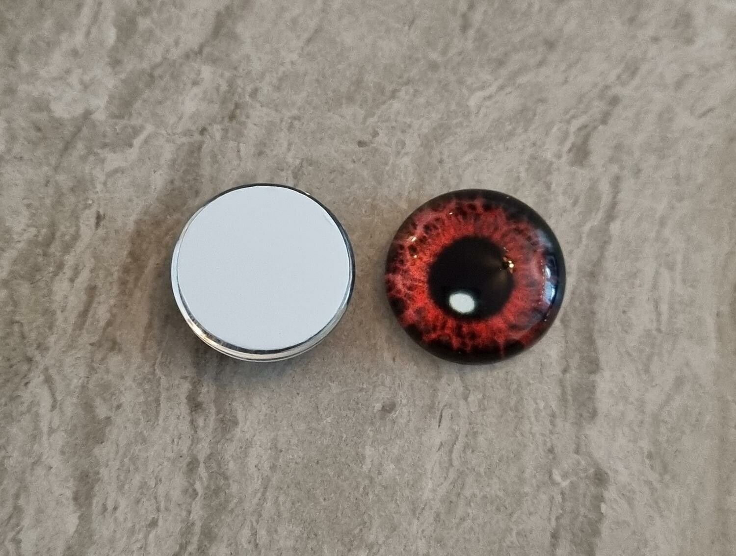 2 st drakögon kattögon i glas, glasinfattningar, cabochoner (12 mm)