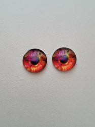 2 st drakögon kattögon i glas, glasinfattningar, cabochoner (12 mm)