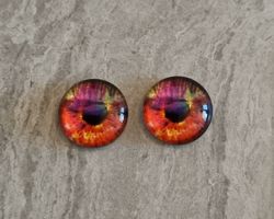 2 st drakögon kattögon i glas, glasinfattningar, cabochoner (12 mm)