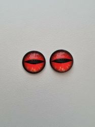 2 st drakögon kattögon i glas, glasinfattningar, cabochoner (12 mm)
