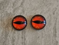 2 st drakögon kattögon i glas, glasinfattningar, cabochoner (12 mm)