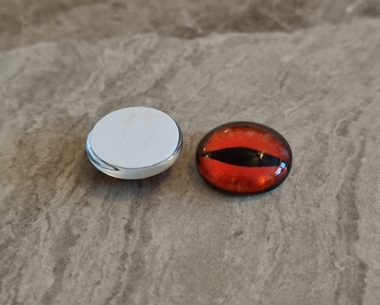 2 st drakögon kattögon i glas, glasinfattningar, cabochoner (12 mm)