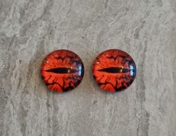 2 st drakögon kattögon i glas, glasinfattningar, cabochoner (12 mm)
