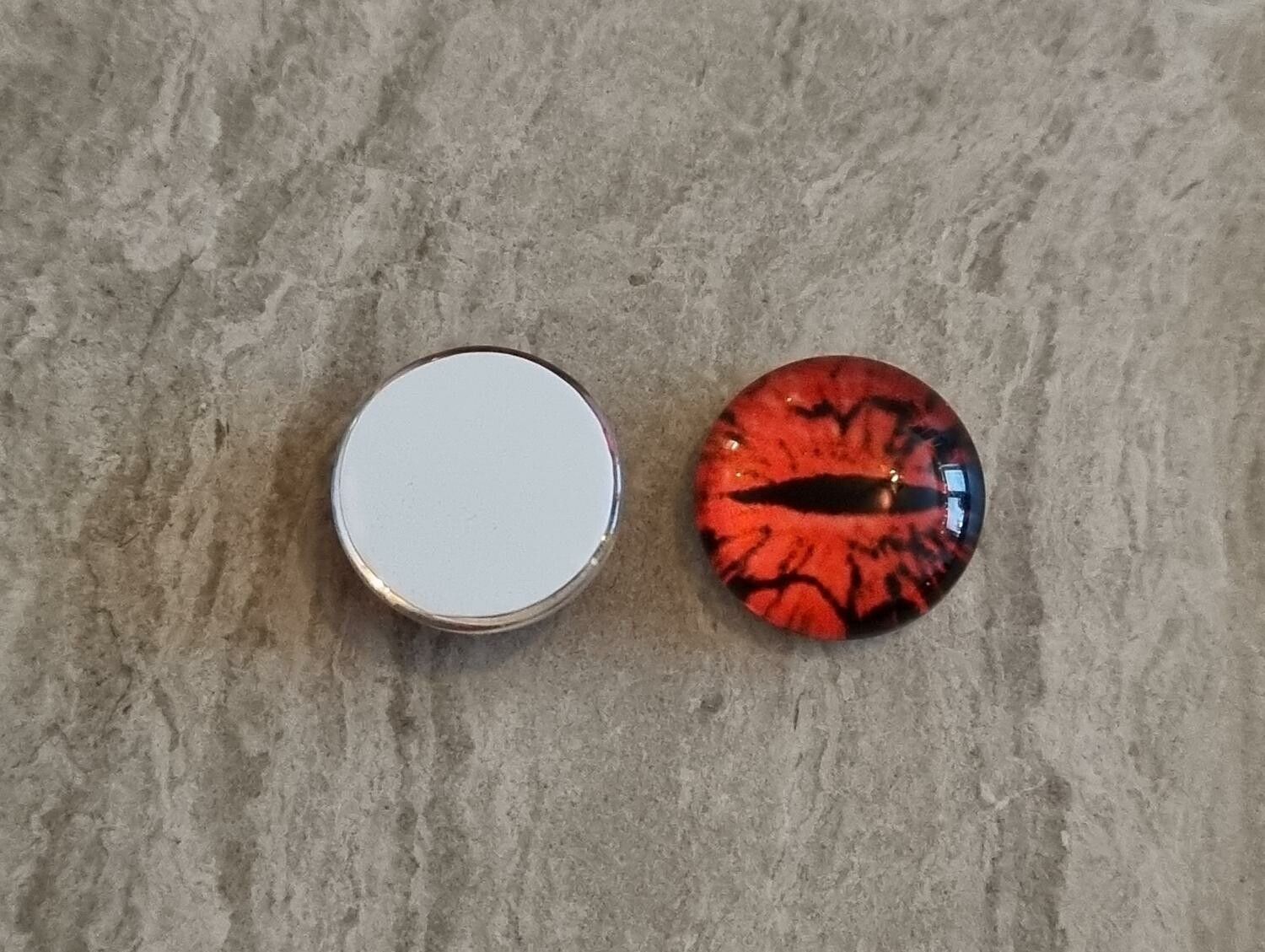 2 st drakögon kattögon i glas, glasinfattningar, cabochoner (12 mm)