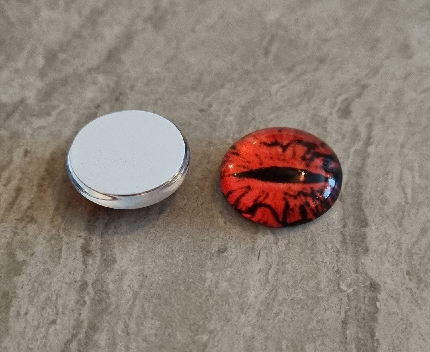 2 st drakögon kattögon i glas, glasinfattningar, cabochoner (12 mm)
