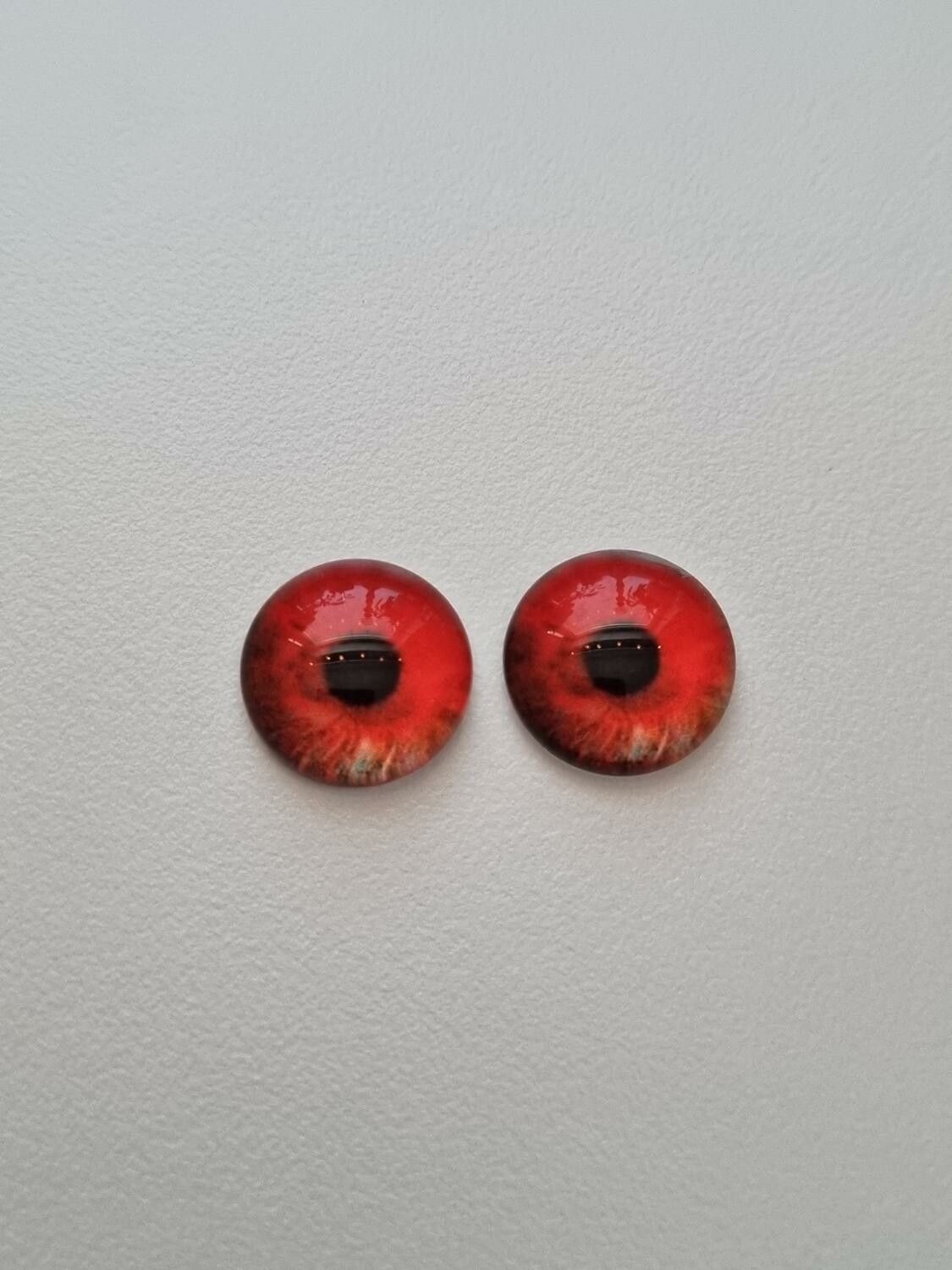 2 st drakögon kattögon i glas, glasinfattningar, cabochoner (12 mm)