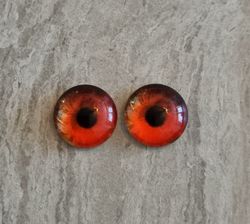 2 st drakögon kattögon i glas, glasinfattningar, cabochoner (12 mm)