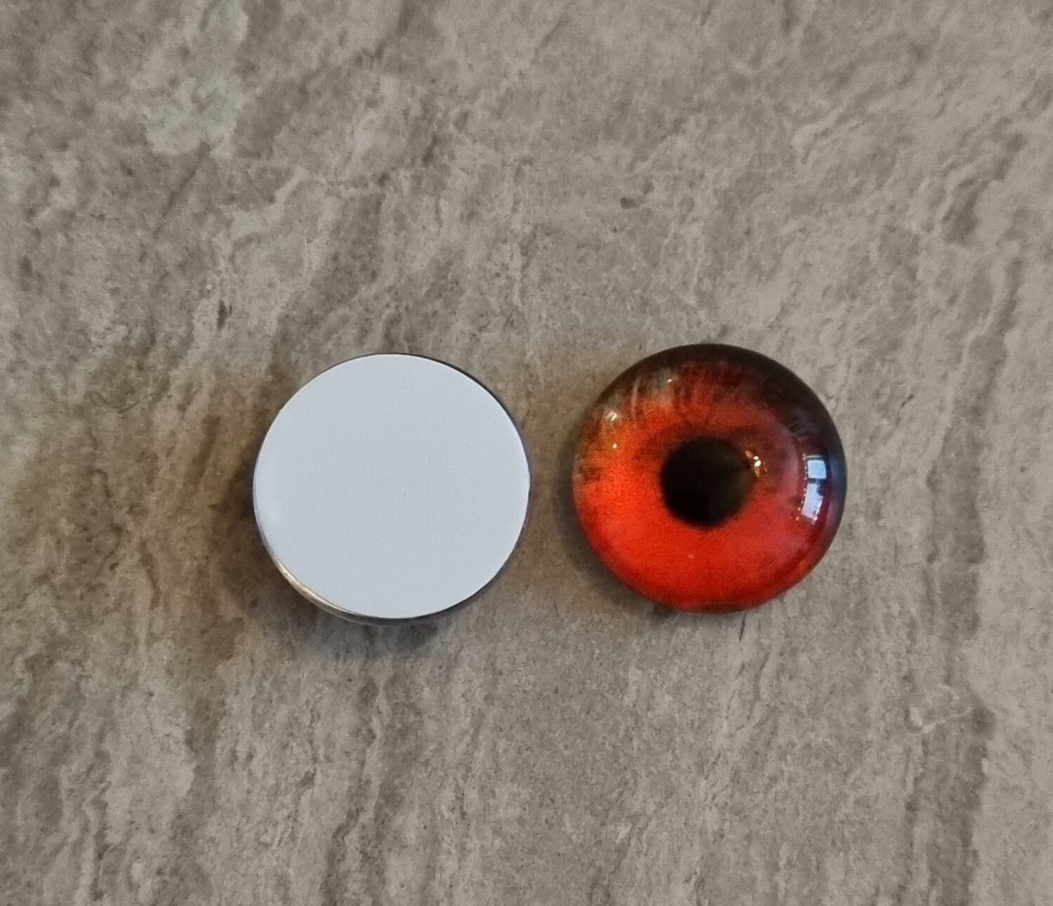 2 st drakögon kattögon i glas, glasinfattningar, cabochoner (12 mm)