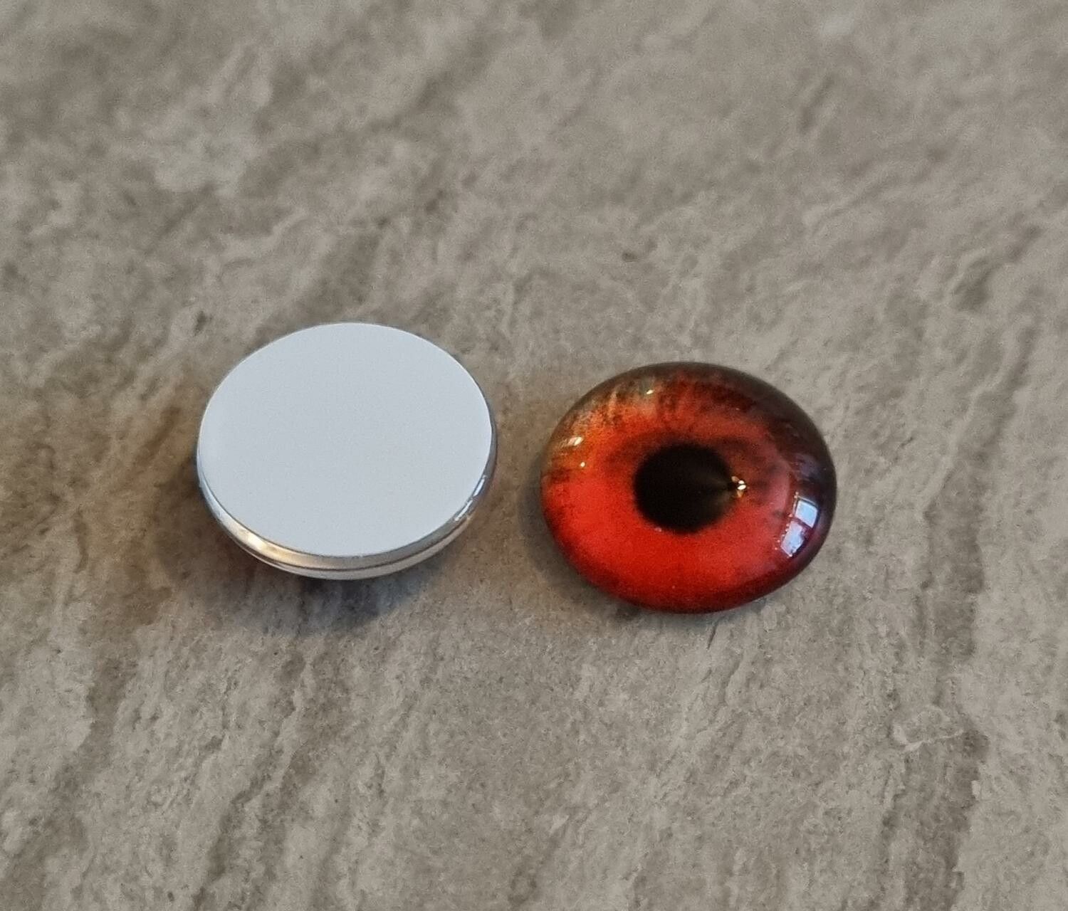 2 st drakögon kattögon i glas, glasinfattningar, cabochoner (12 mm)