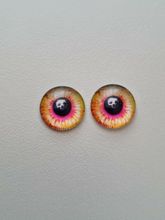 2 st drakögon kattögon i glas, glasinfattningar, cabochoner (12 mm)