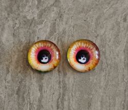 2 st drakögon kattögon i glas, glasinfattningar, cabochoner (12 mm)