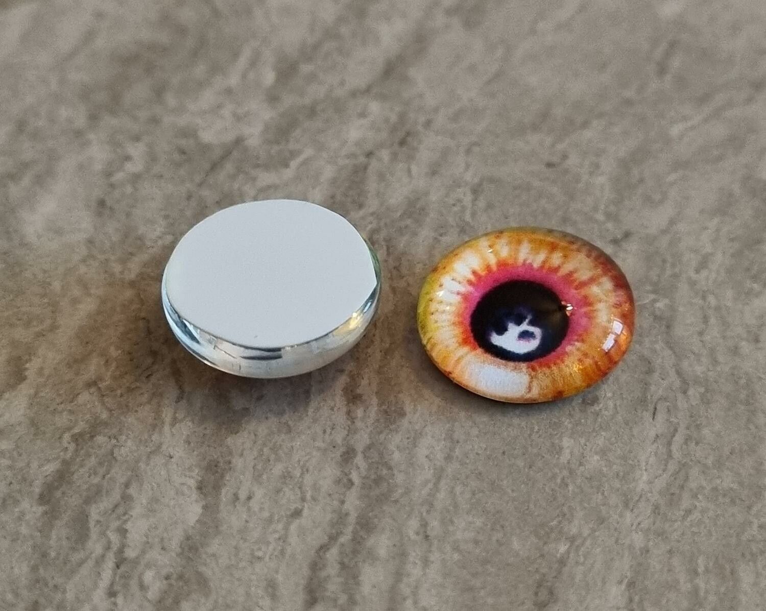 2 st drakögon kattögon i glas, glasinfattningar, cabochoner (12 mm)