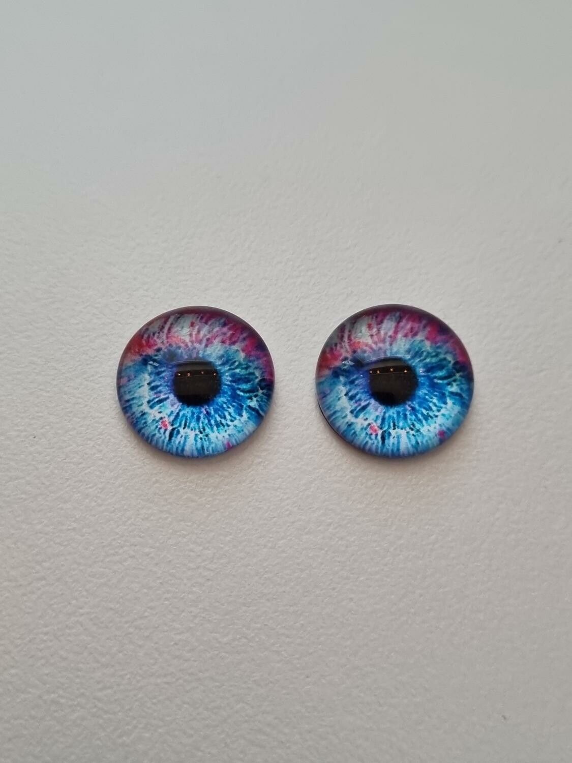 2 st drakögon kattögon i glas, glasinfattningar, cabochoner (12 mm)