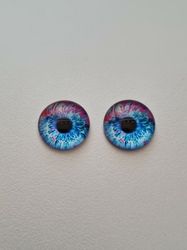 2 st drakögon kattögon i glas, glasinfattningar, cabochoner (12 mm)