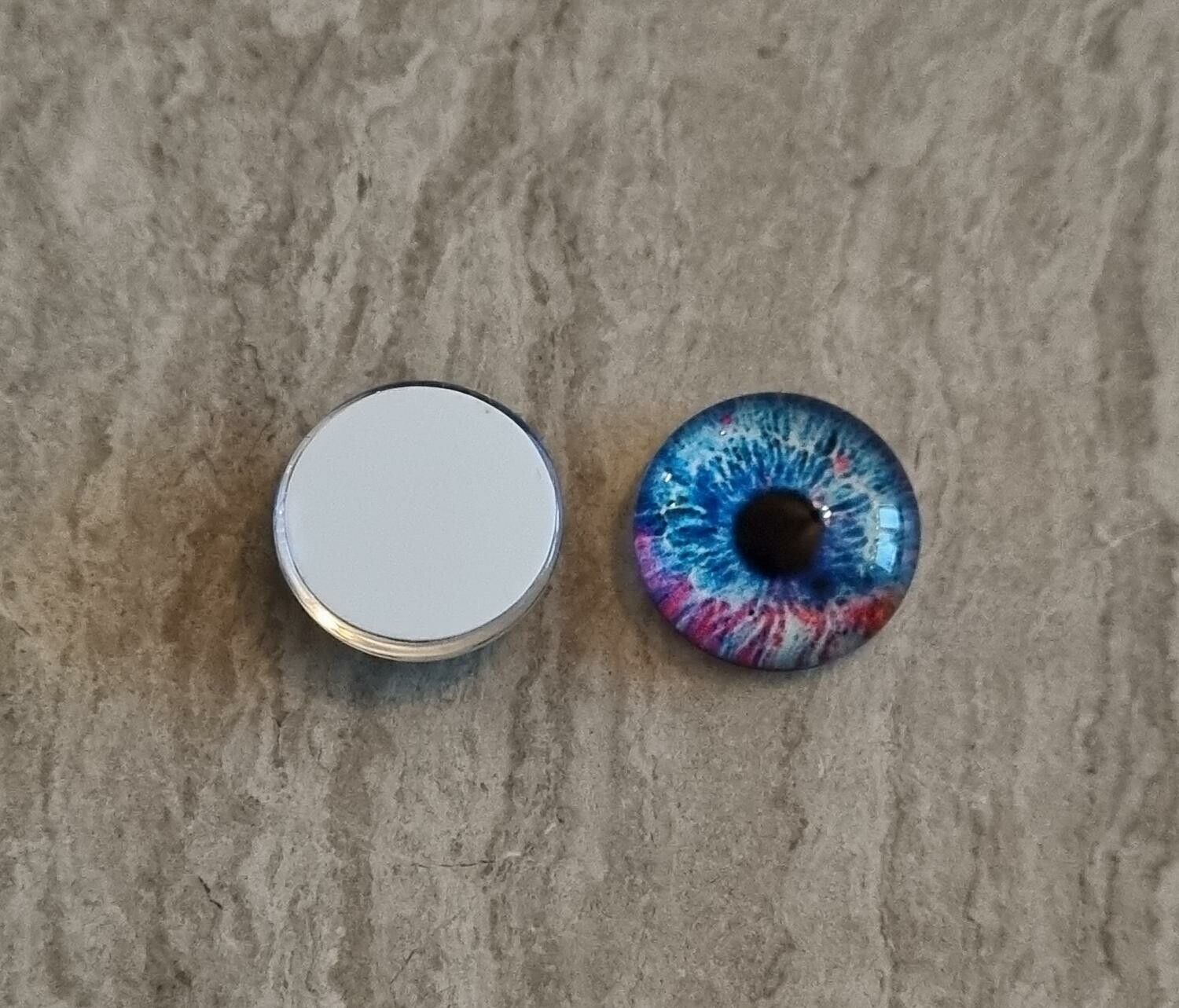 2 st drakögon kattögon i glas, glasinfattningar, cabochoner (12 mm)