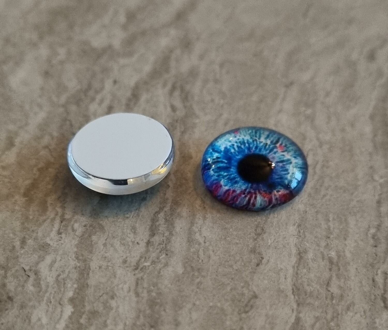 2 st drakögon kattögon i glas, glasinfattningar, cabochoner (12 mm)