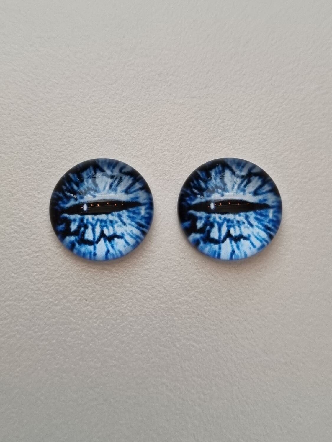 2 st drakögon kattögon i glas, glasinfattningar, cabochoner (12 mm)