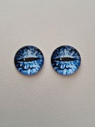 2 st drakögon kattögon i glas, glasinfattningar, cabochoner (12 mm)