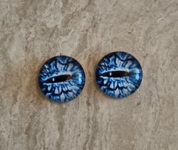 2 st drakögon kattögon i glas, glasinfattningar, cabochoner (12 mm)