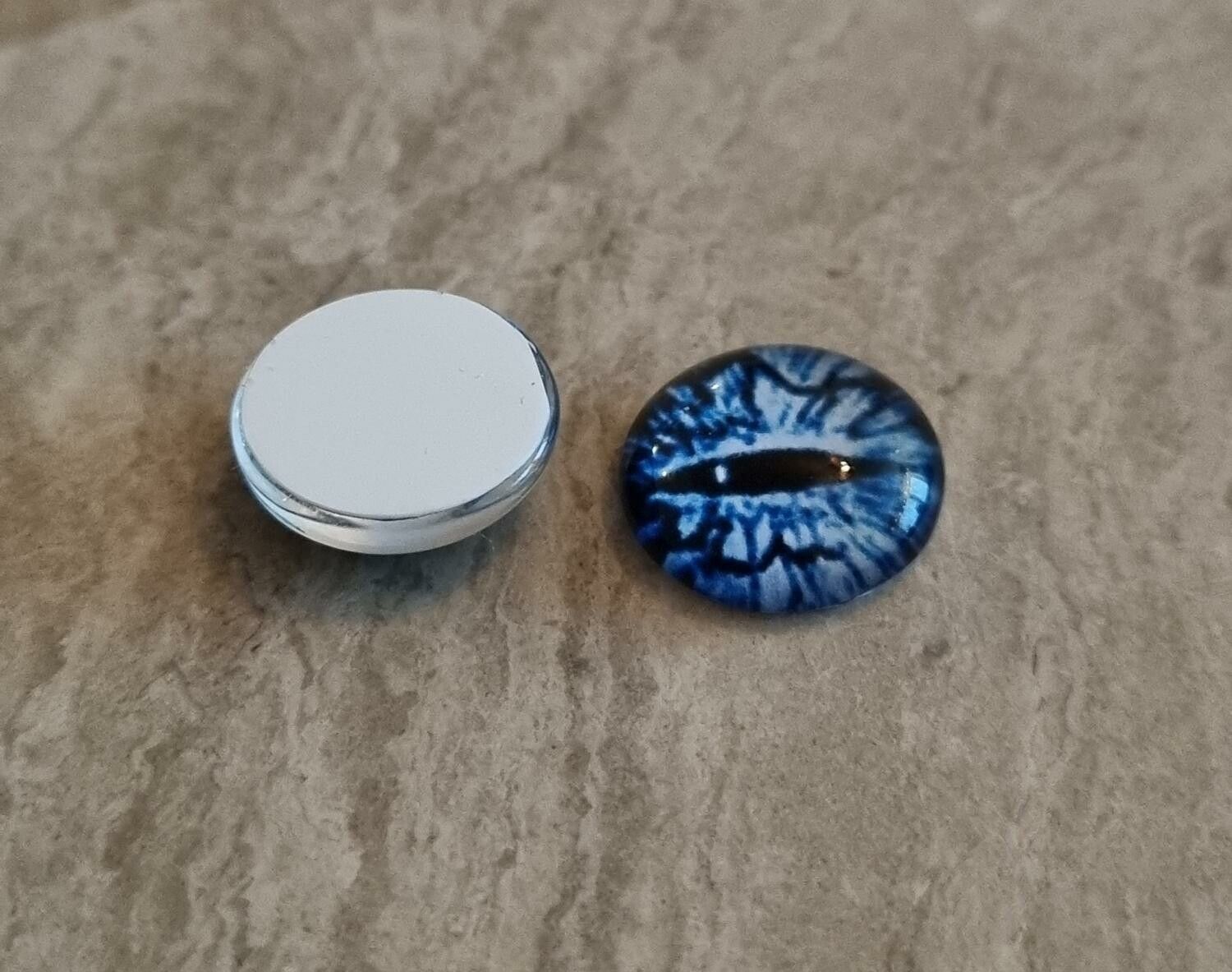 2 st drakögon kattögon i glas, glasinfattningar, cabochoner (12 mm)