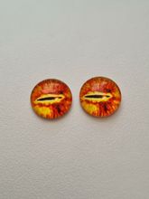 2 st drakögon kattögon i glas, glasinfattningar, cabochoner (12 mm)