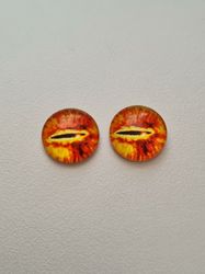 2 st drakögon kattögon i glas, glasinfattningar, cabochoner (12 mm)