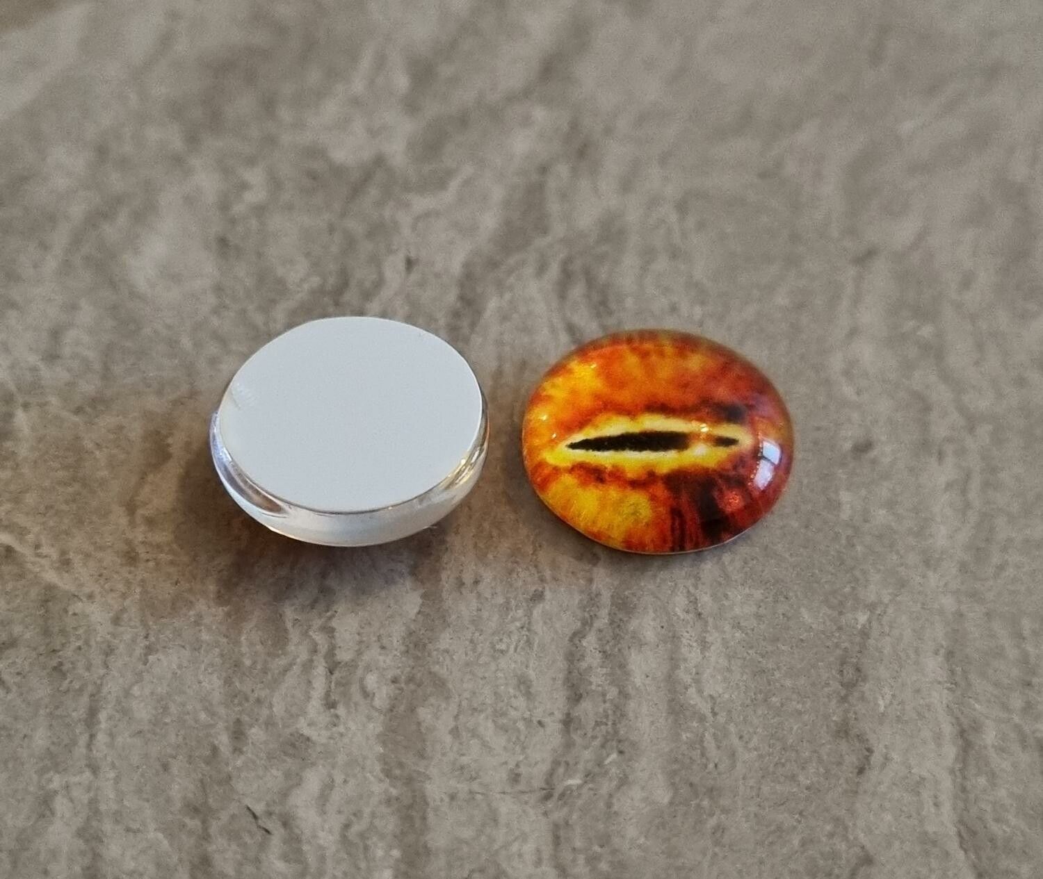 2 st drakögon kattögon i glas, glasinfattningar, cabochoner (12 mm)