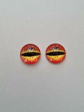 2 st drakögon kattögon i glas, glasinfattningar, cabochoner (12 mm)