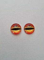 2 st drakögon kattögon i glas, glasinfattningar, cabochoner (12 mm)