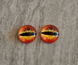2 st drakögon kattögon i glas, glasinfattningar, cabochoner (12 mm)