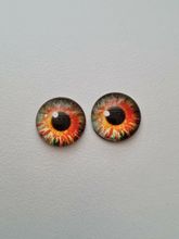 2 st drakögon kattögon i glas, glasinfattningar, cabochoner (12 mm)
