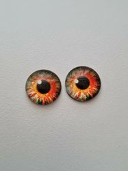 2 st drakögon kattögon i glas, glasinfattningar, cabochoner (12 mm)