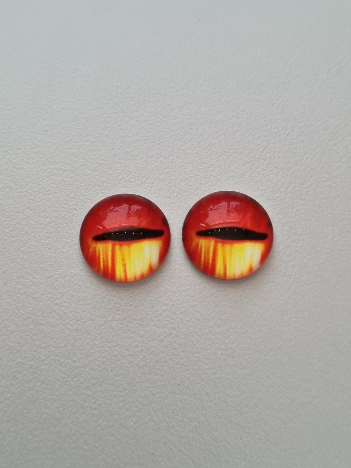 2 st drakögon kattögon i glas, glasinfattningar, cabochoner (12 mm)