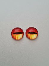 2 st drakögon kattögon i glas, glasinfattningar, cabochoner (12 mm)