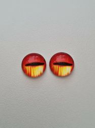 2 st drakögon kattögon i glas, glasinfattningar, cabochoner (12 mm)